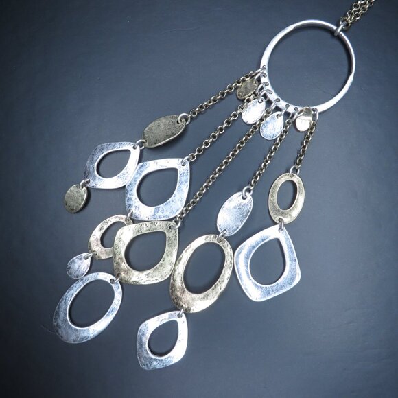 Silver and Gold Tone Statement Necklace - Picture 2 of 2